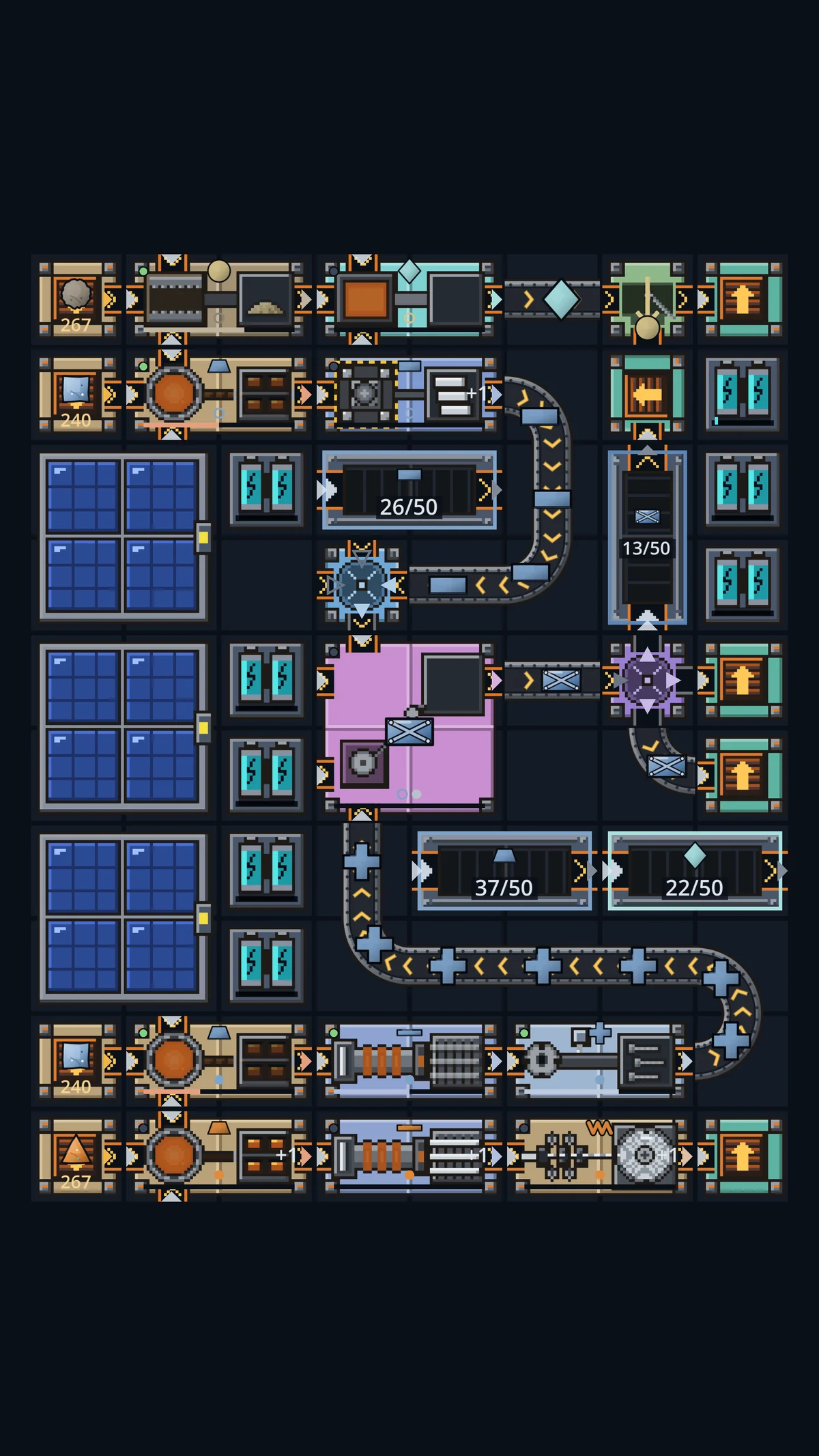 The factory editor with belts and machines